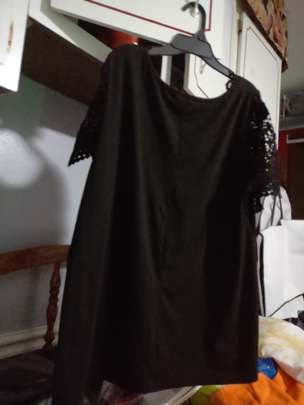 Women’s Black Crochet Sleeve Top - Picture 5 of 8